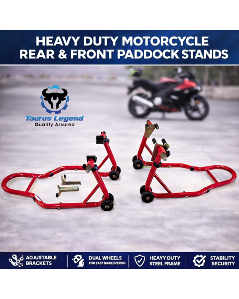 2PC Motorbike Dolly Motorcycle Front Wheel Stand & Rear Wheel Stand