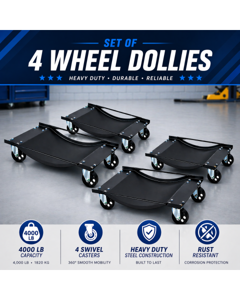 4PC Car Wheel Dolly - Vehicle Positioning Jack
