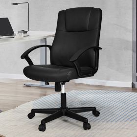 Deli Leather Office Chair Mid-Back with Fixed Armrests - Office Furniture