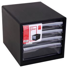 Desktop File Document Cabinet with 4 Translucent Drawer BLACK