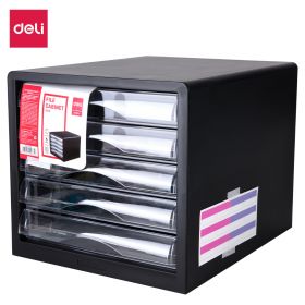 5 Drawer Desktop File Document Cabinet with Stickers BLACK