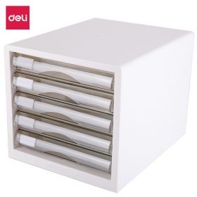 Desktop File Document Cabinet with 5 Transparent Drawer WHITE