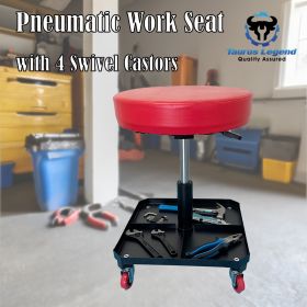 Pneumatic Roller Work Seat with Square Tray 4 Wheels
