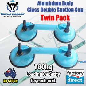 2PC 100kg Aluminum Alloy Double Glass Suction Cup-Long Lasting Pad