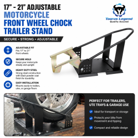 17"-21" Adjustable Motorcycle Front Wheel Chock Trailer Stand Black