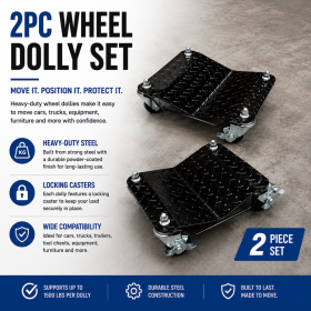 2PC Compact Car Wheel Dolly - Vehicle Positioning Jack