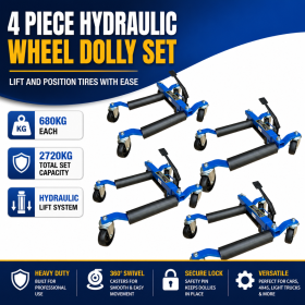 4PC 12" Hydraulic Wheel Dolly Vehicle Positioning Jack Set 2720kg