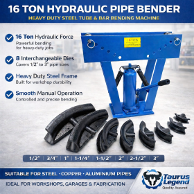 16 Ton Hydraulic Pipe Bender Steel Tube Rod Bar Bending Machine with 8 Dies