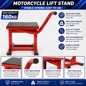 Dirt Bike Lift Stand 160kg Foot Pedal Motorcycle Lift 265-380mm