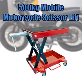 500kg Mobile Motorcycle Scissors Lift Jack Stand on Wheels