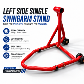 Taurus Legend 200kg Left Side Single Swingarm Motorcycle Rear Paddock Stand Red