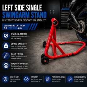 Taurus Legend 200kg Left Side Single Swingarm Motorcycle Rear Paddock Stand Red