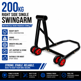 Taurus Legend 200kg Right Side Single Swingarm Motorcycle Rear Paddock Stand Black