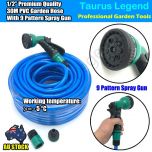 30M PVC 1/2" Garden Water Hose Kink Resistant with 5pc Hose Fittings
