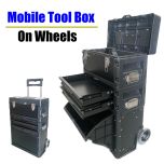 Mobile Lockable Tool Box on Wheels 3 Compartment Combination Telescopic Handle