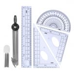 6pcs Compass Refill Ruler Drawing Drafting Set in Durable Transparent PS Box