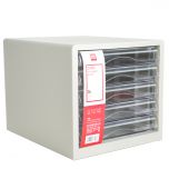 5 Drawer Desktop File Document Cabinet with Stickers GREY
