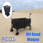 200L Folding Camping Wagon Outdoor Cart Off Road Wheel Black