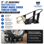 17"-21" Adjustable Motorcycle Front Wheel Chock Trailer Stand Black