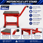 Dirt Bike Lift Stand 160kg Foot Pedal Motorcycle Lift 265-380mm