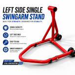 Taurus Legend 200kg Left Side Single Swingarm Motorcycle Rear Paddock Stand Red