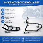 340kg Motorcycle Support Stand Transport Dolly Set
