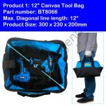 12 inch Durable Oxford Canvas Tool Storage Zip Bag with Strap Pockets