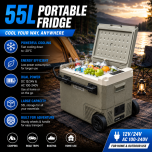 Eisberge 55L Portable Car Fridge Freezer with Wheels 12V-24V-240V